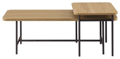 Pemberly Row 2-Piece Modern Wood Nesting Coffee Table - Oak / Black ... pertaining to The Timeless Appeal of the Pemberly Row Wood Nesting Coffee Table